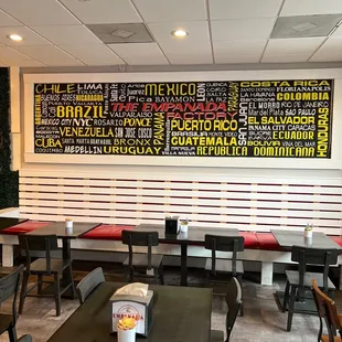 a large menu on the wall