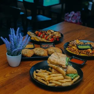 plates of food on a table