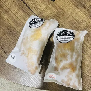 The traditional beef and the beef &amp; sweet potato empanada