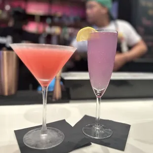 two cocktails on the bar