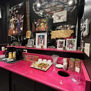 a pink counter top