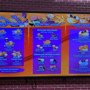 Combo, Side Dishes and Dessert Empanadas Menu - December 2022