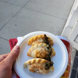 3 Cincinnati Chili empanadas