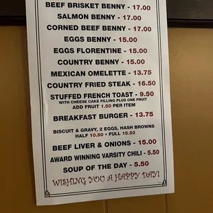 Everyday specials that they offer