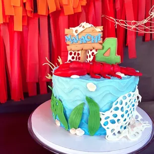 Andrea made this cake so cute! I absolutely loved how it looked, and my son loved eating one of the claws off the lobster! It was so moist!