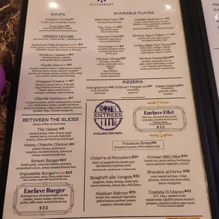 sushi and sashimi, menu