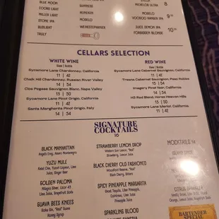 menu