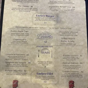 menu