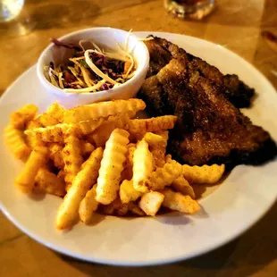 Smoked Brisket with fries and coleslaw