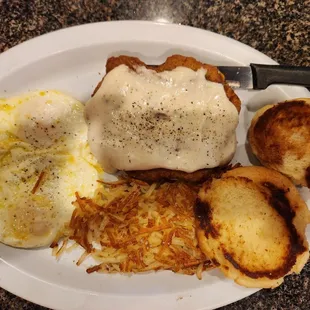 Country fired steak and eggs