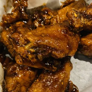 Asian sun wings.  Server described them as &quot;Frankenstein wings&quot; sweet, pretty spicy and something else.