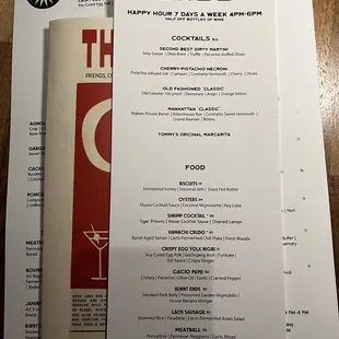 Happy hour menu