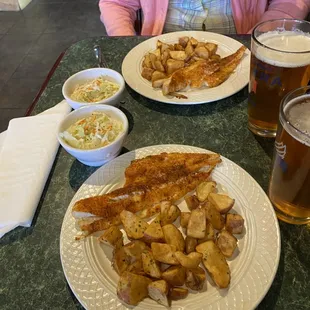 Delicious baked haddock, red potatoes and slaw with Columbus IPA YUMMY