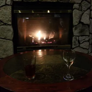 Our favorite cozy spot at the English Pub. Ahhhhhhh.