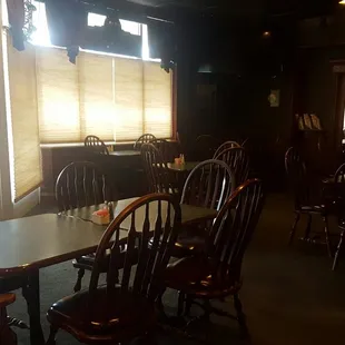 The tables. Nice dark atmosphere.
