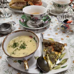 The homemade broccoli and cheese soup with the quiche was so delicious!