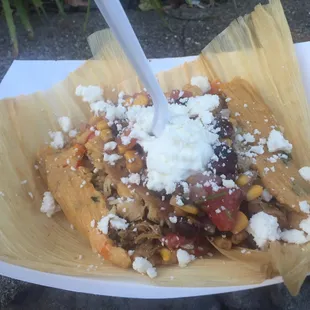 Chicken tamales, made on the spot!