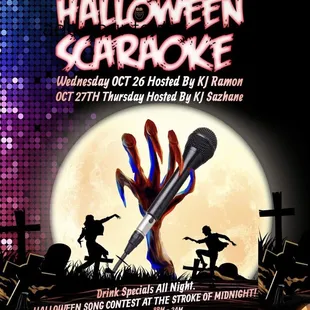 a poster for halloween karaoke