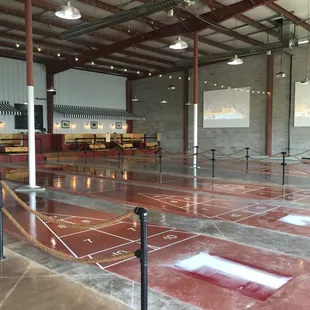 Shuffleboard courts with 2 projectors