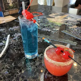 Mocktails! Blue is prison break and pink is art gallery