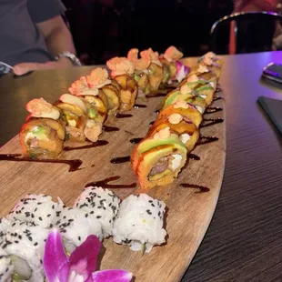 The Paisa Roll (left), Escobar Roll (right), California Roll (front)