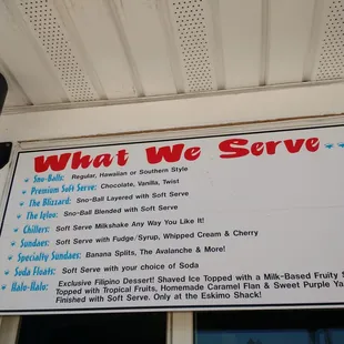 Updated menu signs