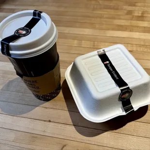 Cafe Latte and Bagel Egg Sandwich