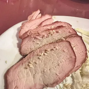 meat and cabbage on a plate