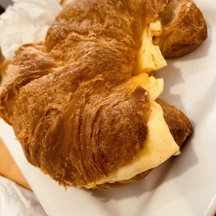 Breakfast sandwich on a croissant