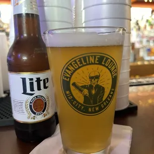 Draft beer and a miller lite