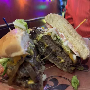 Double burger add grilled onions