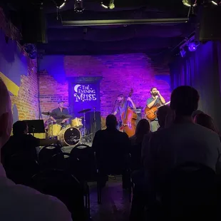 a band playing on stage