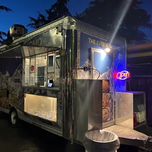 a food truck at night
