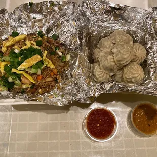 Chicken Fried Rice and Chicken Momo