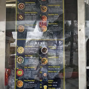 a menu in a window