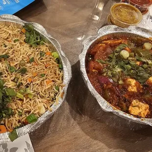 Veg fried rice and paneer chili-spicy good
