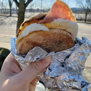 Ham, egg and cheese English muffin.