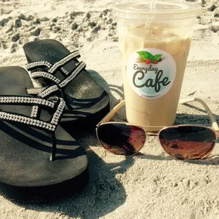 An iced coffee is as essential as sunscreen on your way to the beach!!
