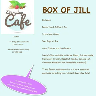 Box of Jill for a CHILL !! Perfect for the beach, cook out, picnic, pool party etc!!