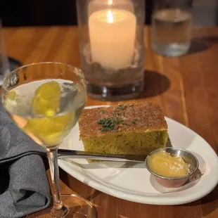 The Mag Mile Martini with Cornbread and butter in the background.