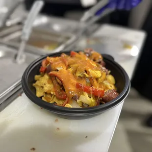 a bowl of food on a counter