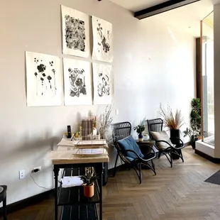 a living room with wood flooring