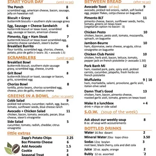 menu