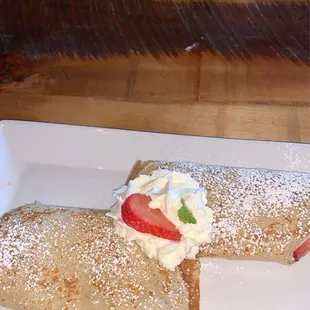 Strawberries and cream crepe, strawberry and nutella crepe