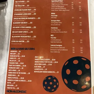 Drink menu