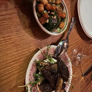 Starters. Lamb ribs and smashed cucumbers