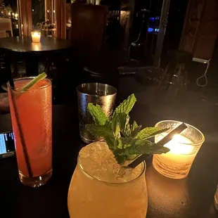 The red drink is what they came up with for the vodka drink. It tasted like a prom drink. I don't recall what I ordered but it was ok.