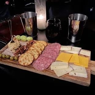 Charcuterie board (the only food available in the exhibition room)!