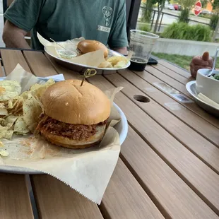 BBQ pork with chips.  Oh and Go Bucks!