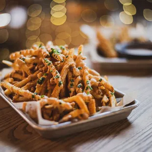 a tray of french fries